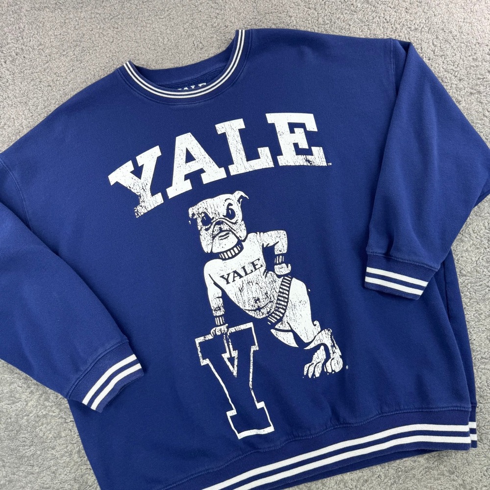 Yale University Navy Blue Graphic‎ Crewneck Sweatshirt Handsome Dan Mascot 2X